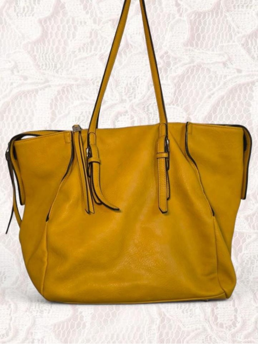 Urban Expressions Mustard Yellow Leather Tote Bag